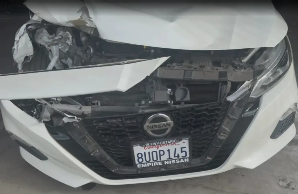 Before - auto body repair on Front-End Collision - Nissan Altima at Focus On Cars body shop, Compton CA