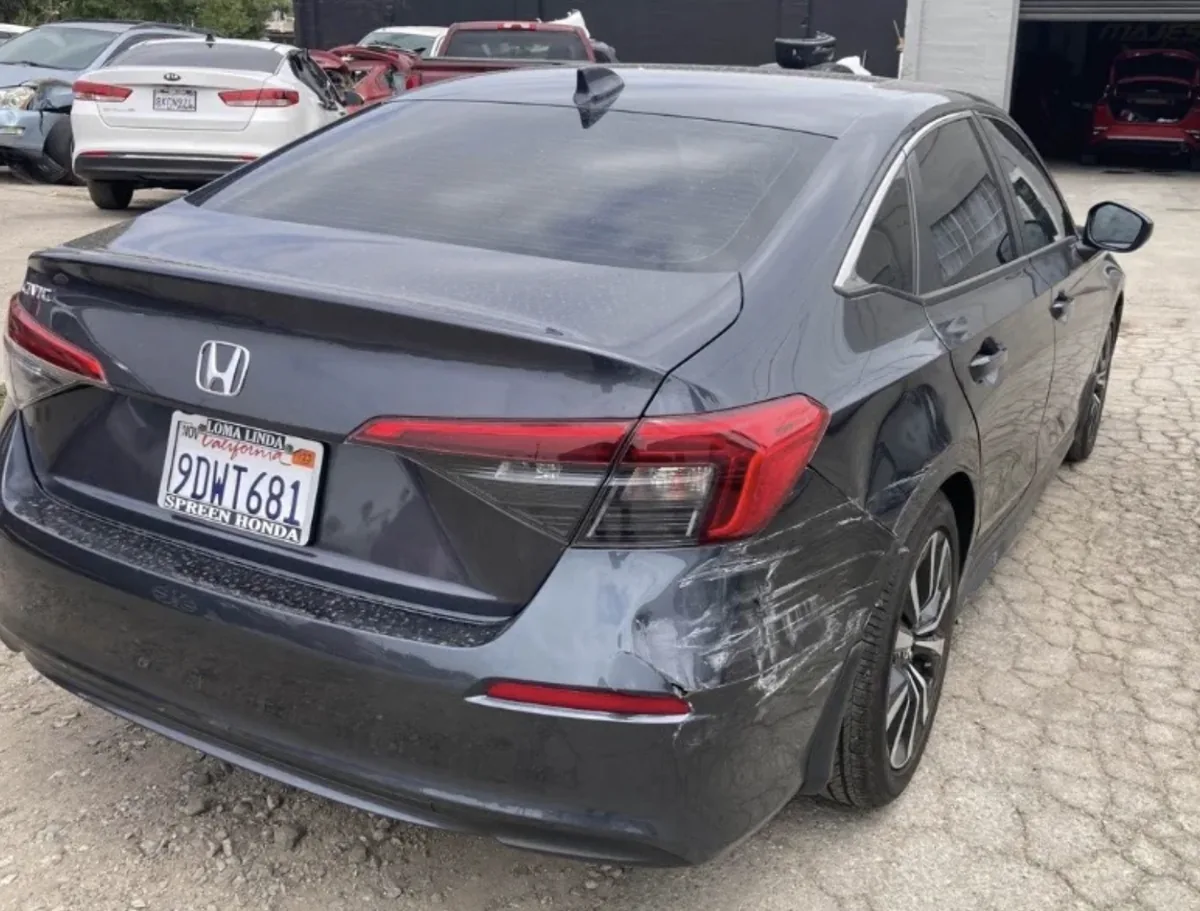 Before - auto body repair on Rear Quarter Repair - Honda Civic at Focus On Cars body shop, Compton CA
